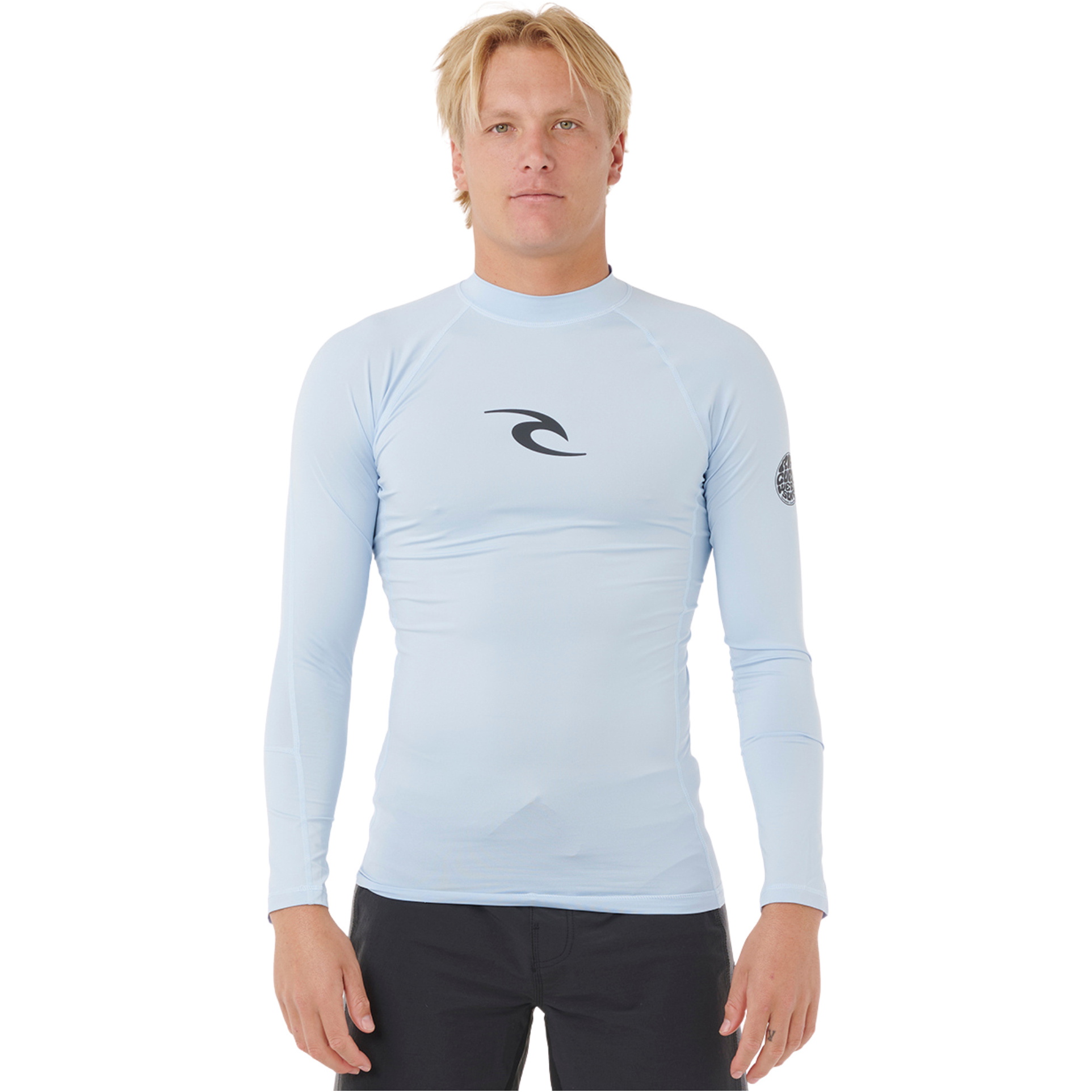 2025 Rip Curl Mens Waves Perf Long Sleeve Rash Vest 16FMRV - Blue Wind